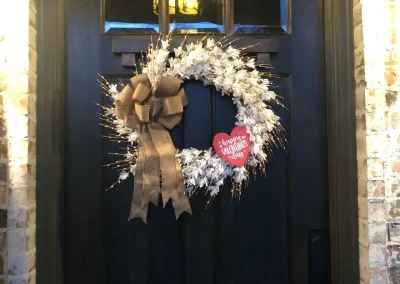 Front Door Wreath embellished with heart