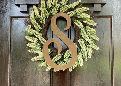 Front Door Wreath with S initial added Spring