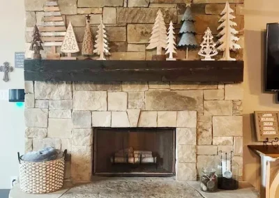 Stone Fireplace Mantle Decor Winter